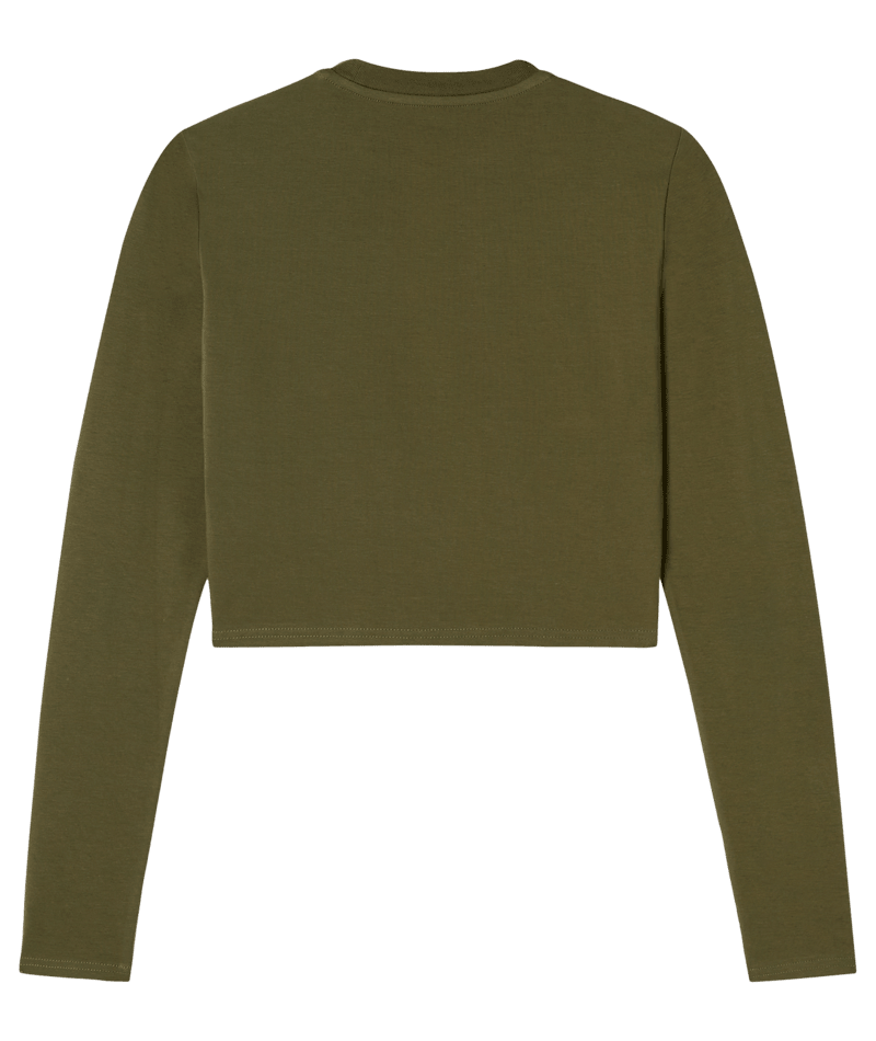 Dickies Women’s Long Sleeve Crop Shirt-Military Green