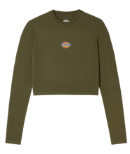 Load image into Gallery viewer, Dickies Women’s Long Sleeve Crop Shirt-Military Green
