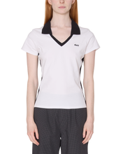Load image into Gallery viewer, Obey Women's-Meredith Collared Short Sleeve Top-White
