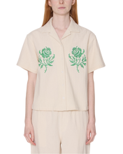 Load image into Gallery viewer, Obey Women's-Roses Embellished Short Sleeve Shirt-Natural
