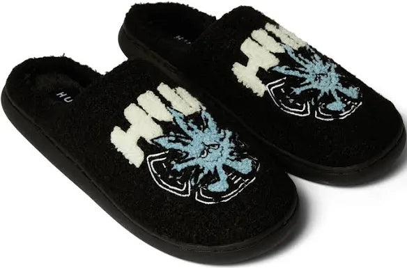 HUF Snow Angel Fuzzy Slippers-Black