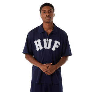 HUF Arch Mesh Button Up Top Navy Blue