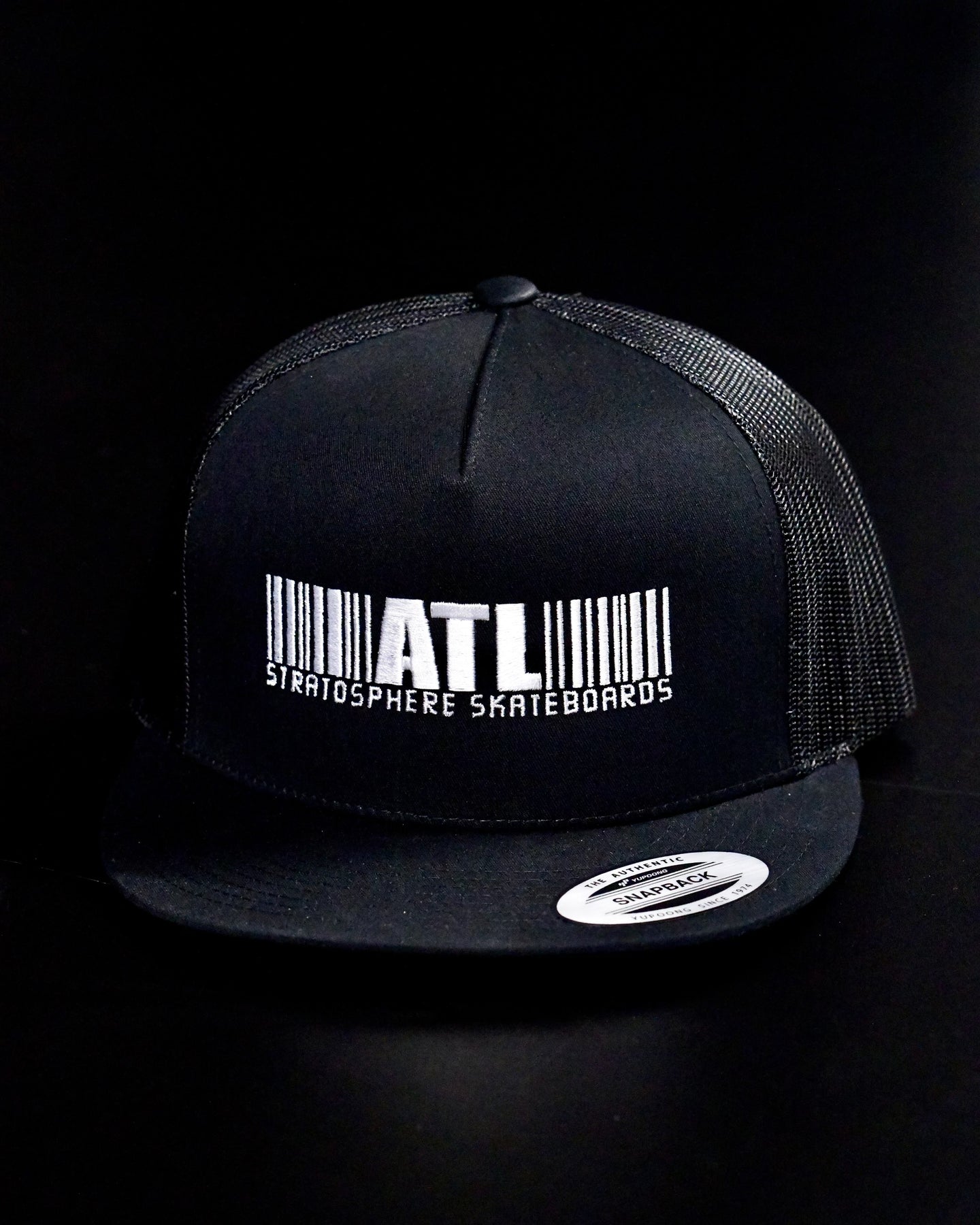 Stratosphere Barcode Mesh Trucker Hat-Black/White