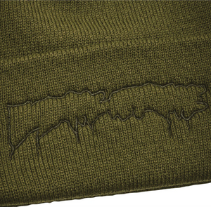 Fucking Awesome Embroidered Drip Beanie-Olive