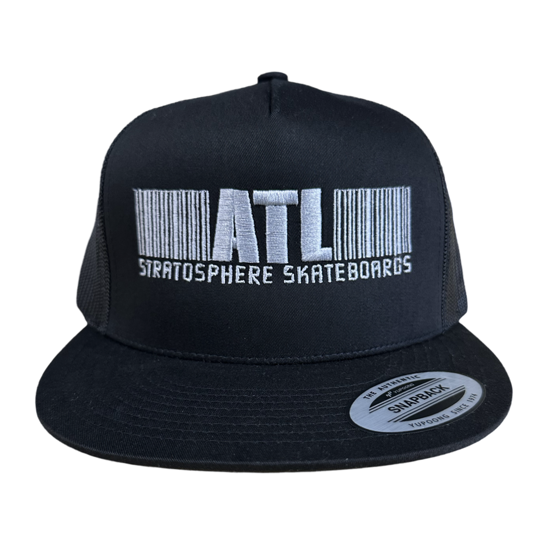 Stratosphere Barcode Mesh Trucker Hat-Grey on Black