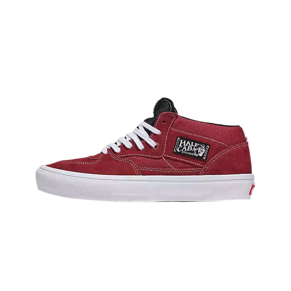 Vans Skate Half Cab Shoes-Burgundy/White