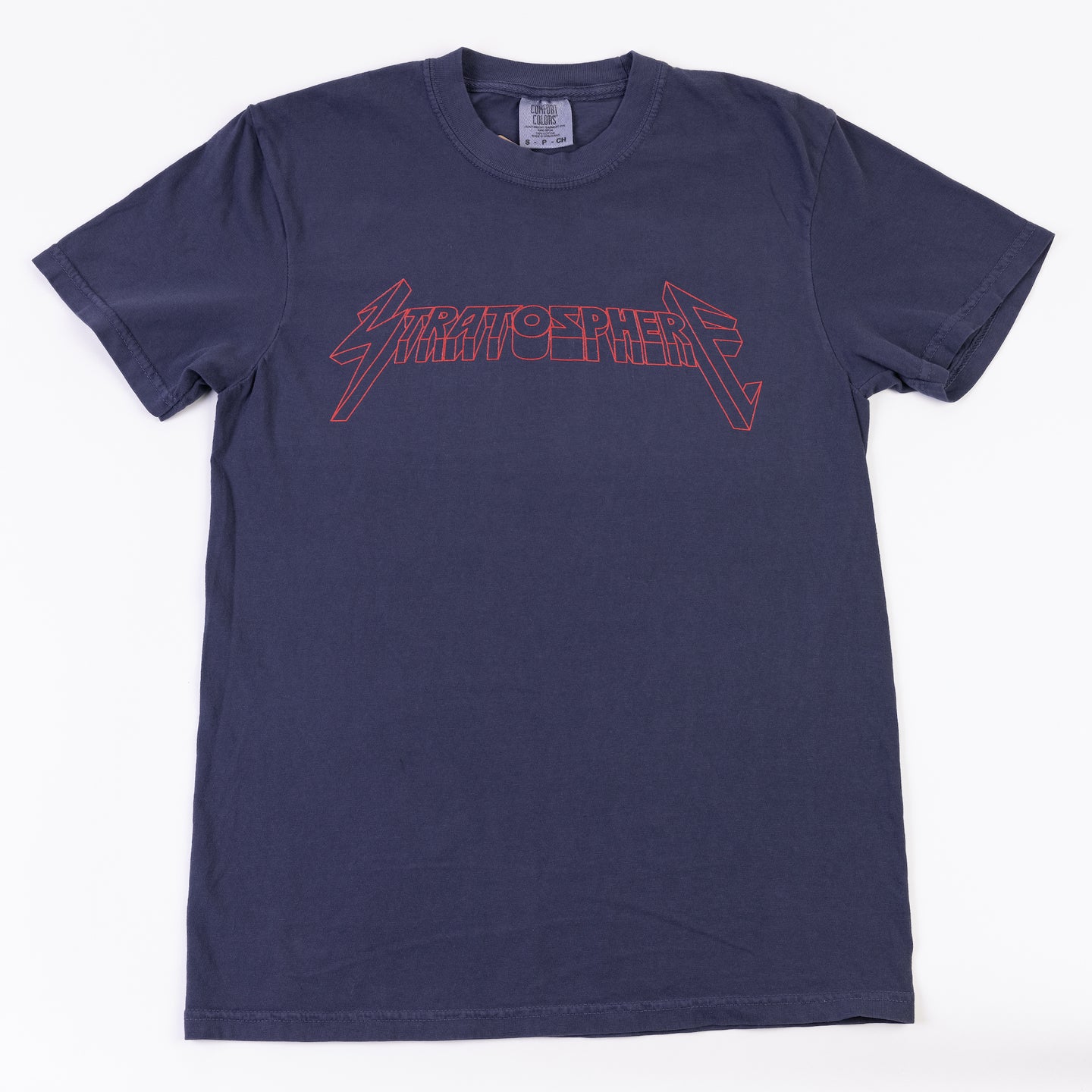 Stratosphere Metal Outline Logo T-Shirt- Navy